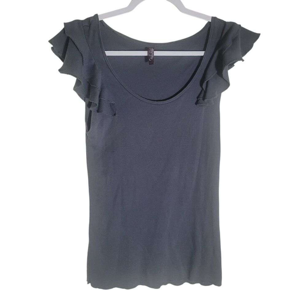 Old Navy Y2K‎ Flutter Sleeve Tank Top Women's Size Large Dark Gray Boho Fairy